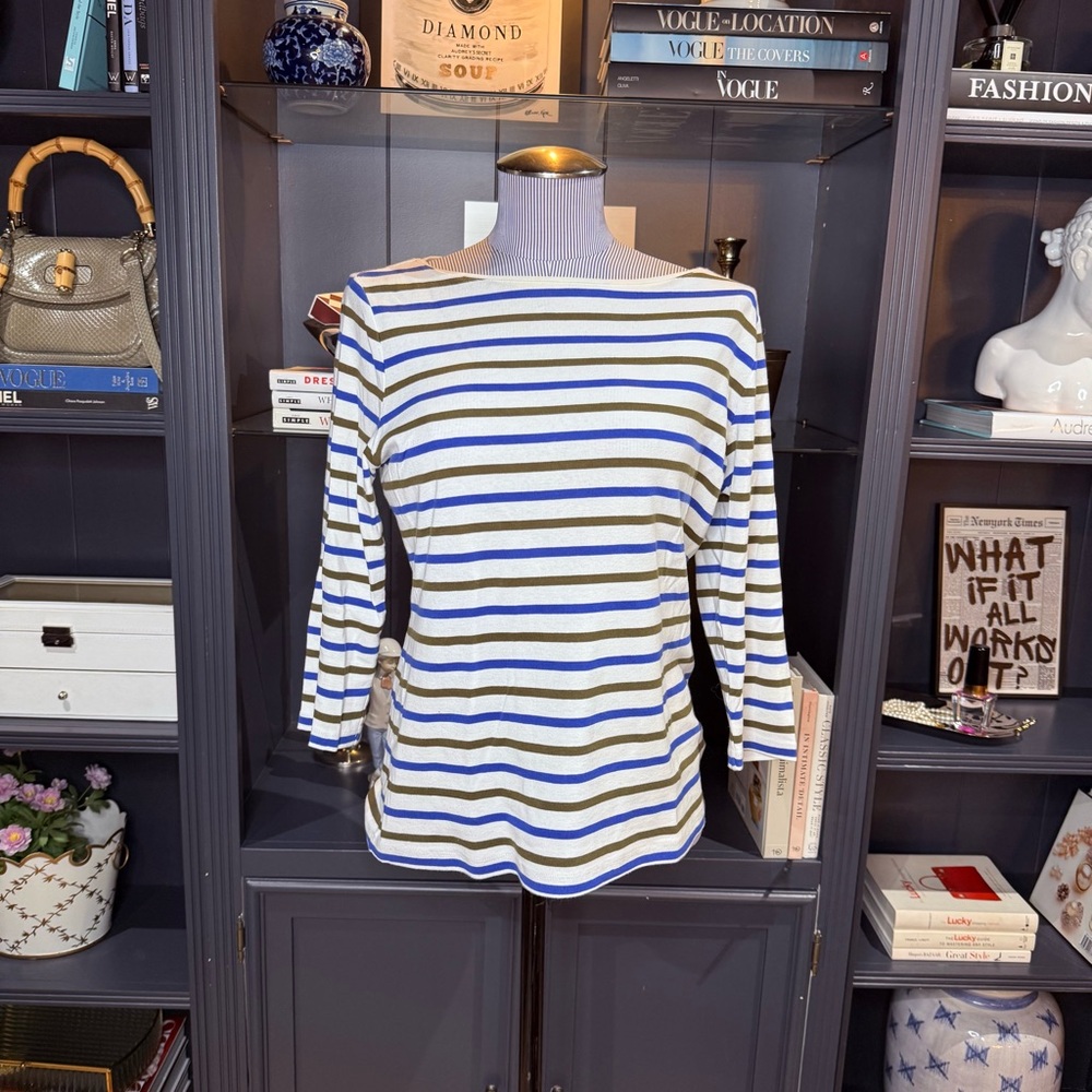 Talbots Boatneck Striped Cotton Tee – Size M - Picture 3 of 5
